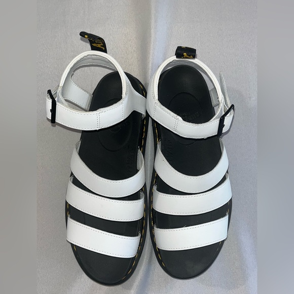 Doc Martens Blaire White Platform Leather Ankle Strap Sandals - Picture 5 of 11